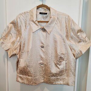 ONYX Nite by Wendye Chaitin Plus 2X Metallic Cropped Formal Top Jacket